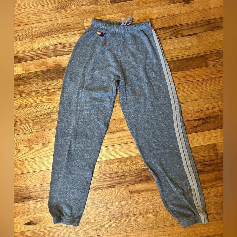 Aviator Nation Gray Track Jogger Sweat Pants with Side Stripes Sz XS FLAW